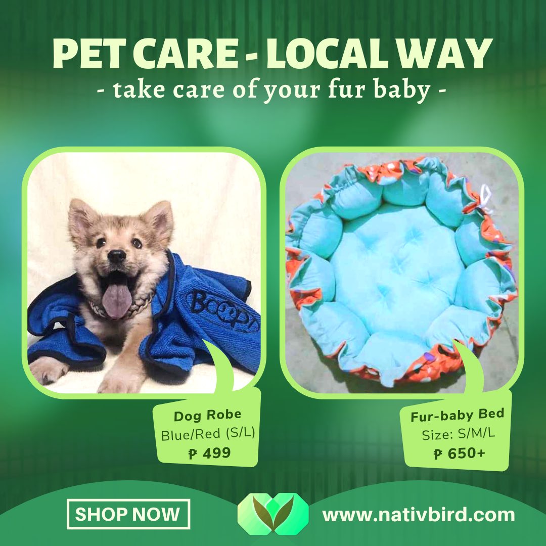 Fluffy and comfortable dog robe and/or floor bed for your fur baby. Crafted locally and bringing you pet care products local way.
Visit, www.𝗻𝗮𝘁𝗶𝘃𝗯𝗶𝗿𝗱.com to explore more than 600 products by local creators.
#nativbird #everythinglocal #furbaby #madeinph #supportlocalph