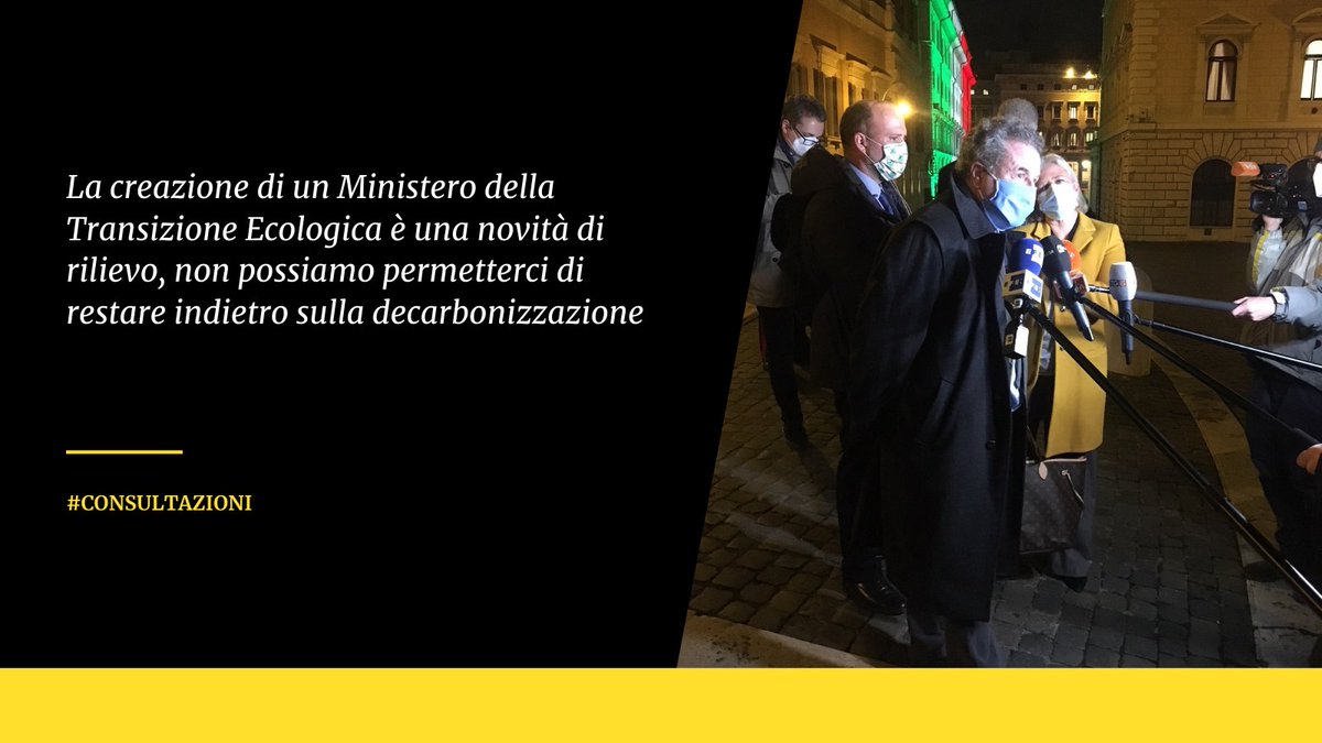 La creazione di un Ministero della #TransizioneEcologica è una novità di rilievo, non possiamo permetterci di restare indietro sulla #decarbonizzazione! Un Paese 100% rinnovabile fa bene a clima, ambiente, economia e lavoro #Draghi #Consultazioni #rivoluzioneenergetica #restart