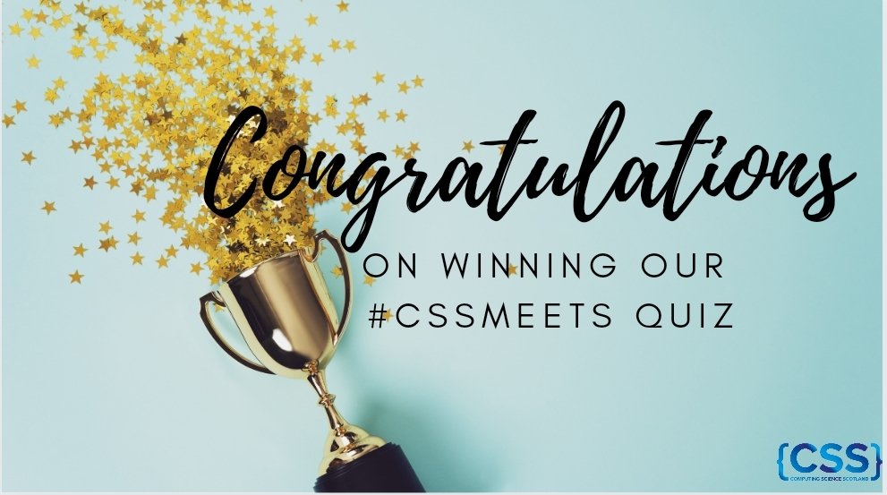 CompSciScot's tweet image. Congratulations to @ShonaMcAlpine the lucky winner of our #cssmeets quiz!! Well done. #css #csscommunity we will get your prize over to you. Well done. Thank you @jpmorgan