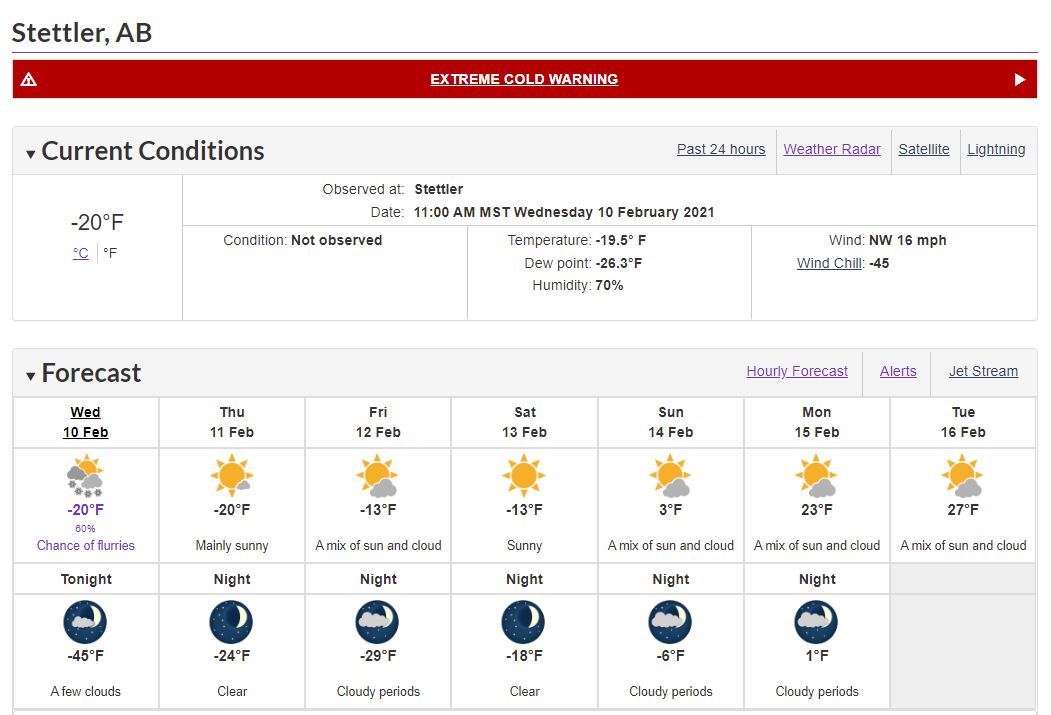 RobSomerville1's tweet photo. I don't remember ever seeing a forecast low of -45F.  #ColdestEver https://t.co/iL1pal1gYb