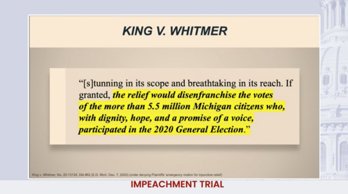 Remember when all those federal judges slammed all those Trump lawsuits for two straight months? So do the House managers.