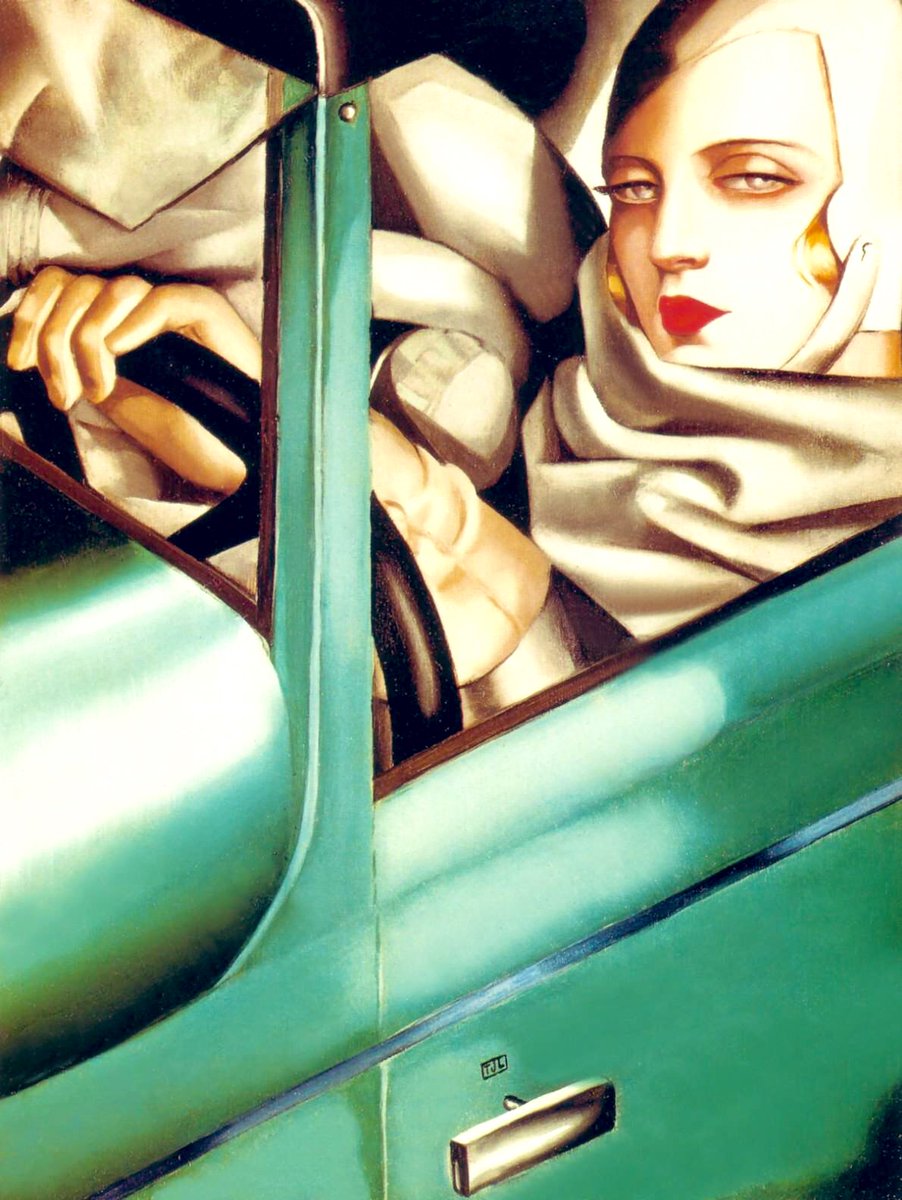 Tamara #DeLEMPICKA, 'PORTRAIT IN THE GREEN BUGATTI' 1925  #art #twitart #arttwit #artlovers #iloveart #TamaradeLempicka
