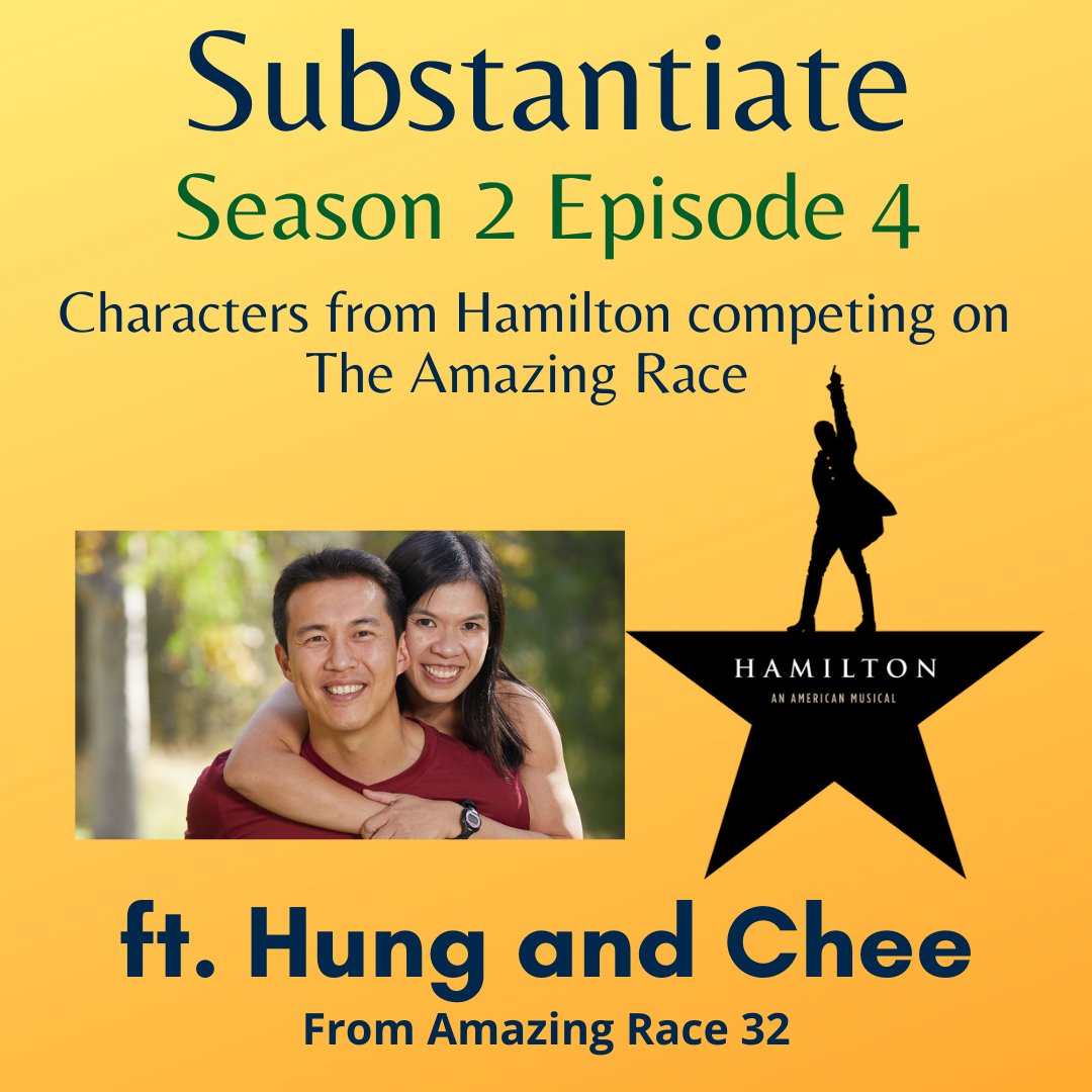 Had SO much fun with William Glasser, the amazing podcast host of <a href="/SubstantiatePod/">Substantiate</a>. We talked about #theamazingrace and a #fantasydraft of #Hamilton characters competing on the #amazingrace! Check it out: substantiatepod.com