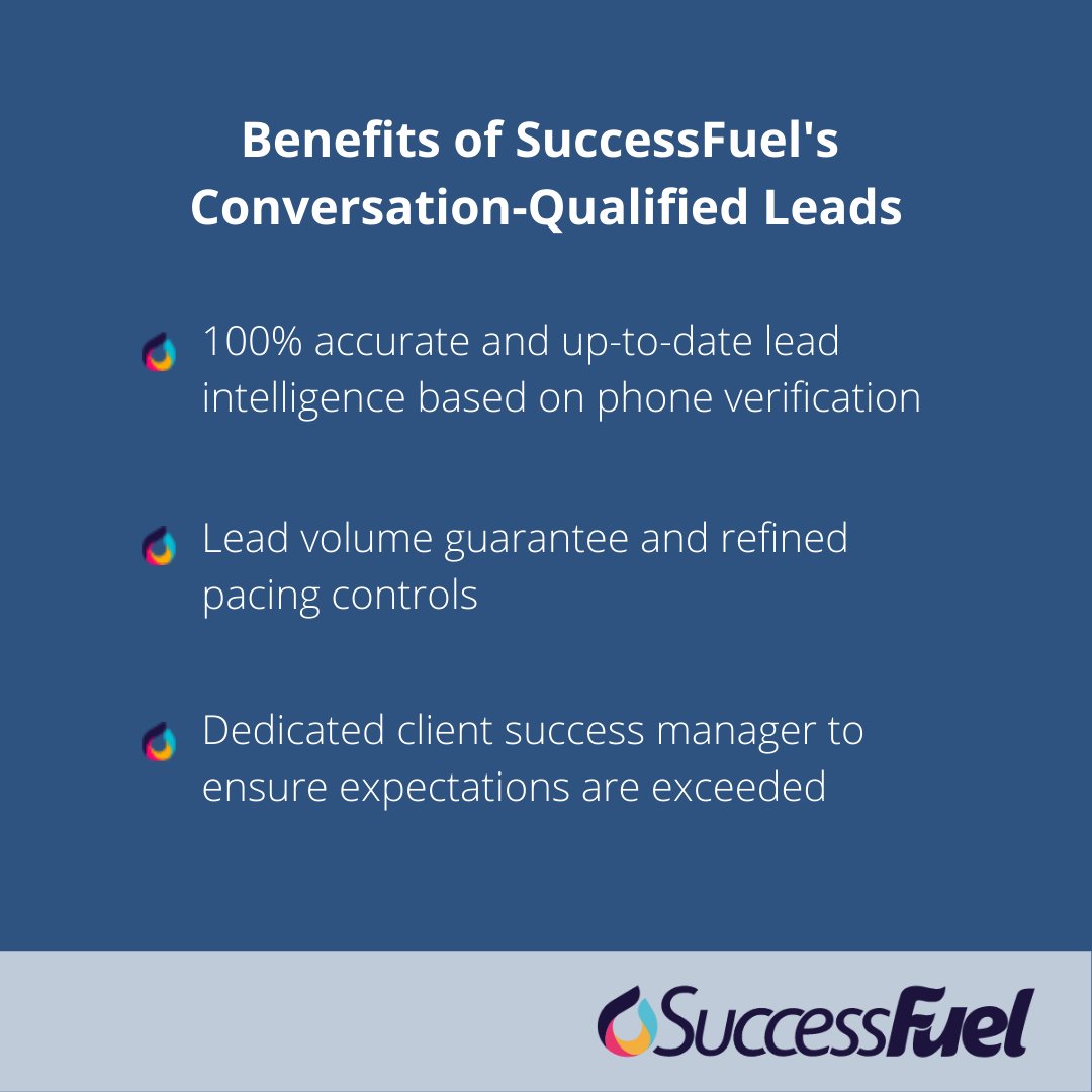 The benefits of SuccessFuel's conversation-qualified leads are plenty, but we'll introduce you to a few! How can we support your lead-gen efforts?