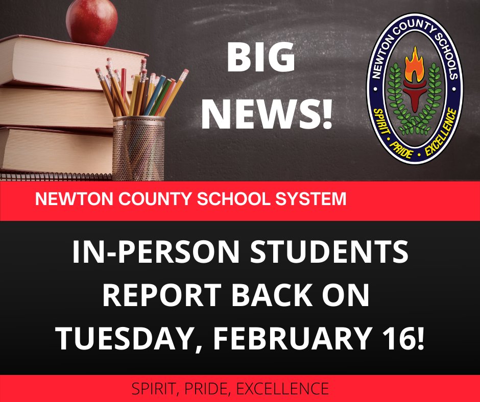 Schools Re-Opening for In-Person Learning on Tuesday, February 16, 2021 newtoncountyschools.org/departments/pu… #NCSSBeTheBest