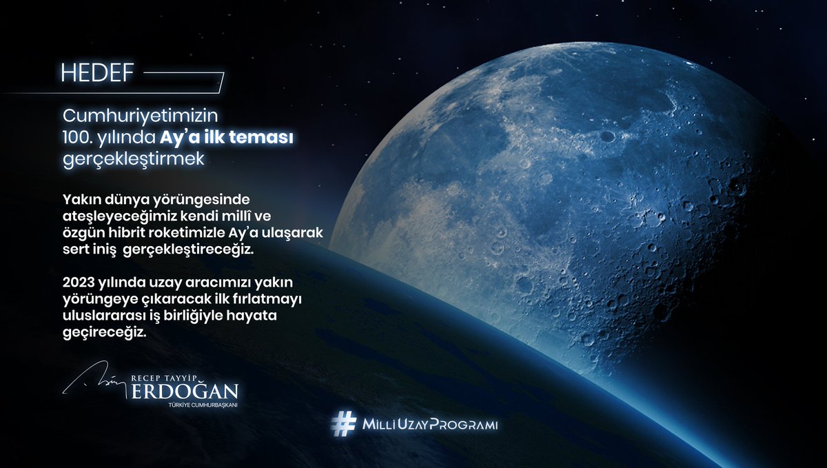 1- Milli Uzay Programında 2023 de Ay'a insan göndereceğiz diye bir olay yok. 
Bu konuda yapılacak manüplasyonlara, 'değersizleştirme, alay etme, dalga geçme, küçümseme' operasyonlarına,  söylemlerine karşı bilinçli olalım.⏬⏬⏬⏬
#GökyüzüneBakAyıGör
#CihanıDarEderiz