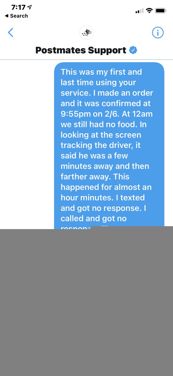 Graeyes43's tweet photo. Will NEVER be using @Postmates again. Was my 1st time and order was never delivered. They we callous in their reply like they did ME a favor by refunding when the issue was with their service/driver. Sticking with @DoorDash from now on. https://t.co/2TQrDZHFLz