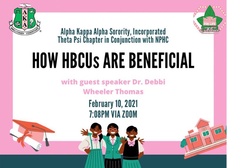Join us TONIGHT via Zoom at 7:08 pm for a discussion about the HBCU experience and how they are beneficial to all students! We will be giving information about various HBCUs in Mississippi so you don’t want to miss it! The Zoom link is in our bio! We hope to see you all there!💕
