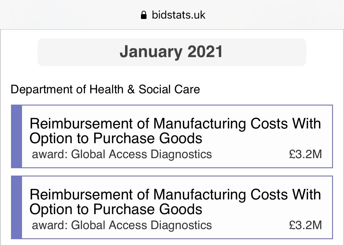  #ODX 2/5SS contract confirmed Monday -  https://twitter.com/shredz90/status/1358583902558904326?s=21GAD ‘reimbursement costs’ -  https://twitter.com/shredz90/status/1347296833756913666?s=21It’s key to note that SS & GAD are the ONLY two LFT providers in the country with contracts for ‘reimbursement costs’.