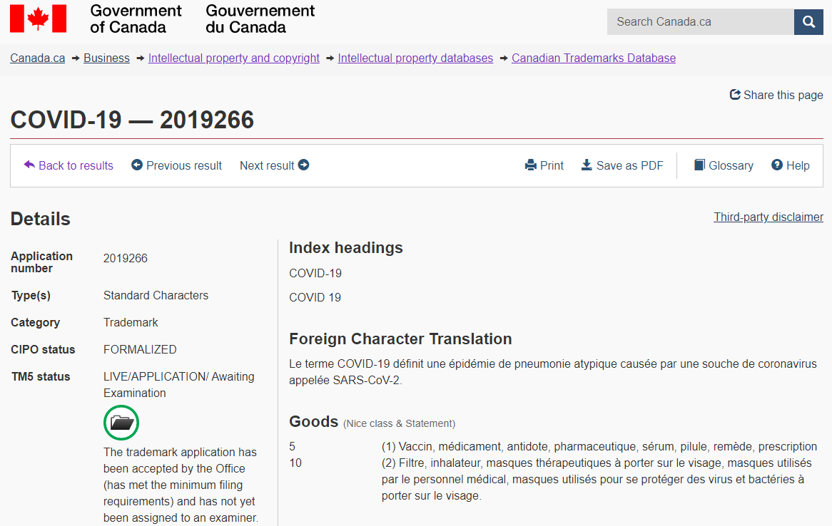 NitinGomber's tweet photo. Always seek an opinion of a Trademark lawyer / agent before expending money on your chosen brand name. 

What are the chances that "COVID-19" will be able to function as a source identifier and therefore proceed to registration? Nil. #SmallBiz https://t.co/eWBrzu81cd