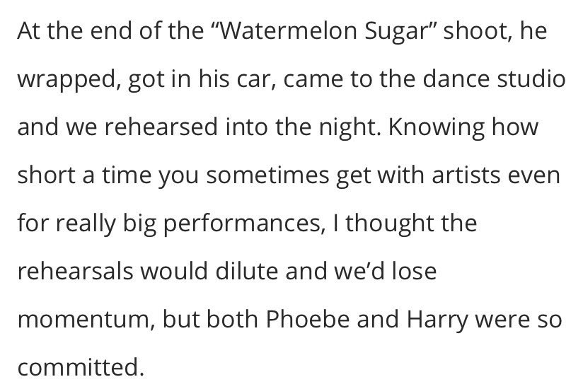 not only does this demonstrate harrys never-ending string of talent,but the creative director for the video also commented on how hardworking he was throughout the monthly process in the making of the video,saying how he would come straight from 1 project to rehearse for the next