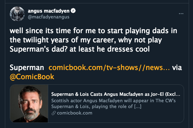 #AngusMacFadyen is Jor-El in #SupermanAndLois 👍