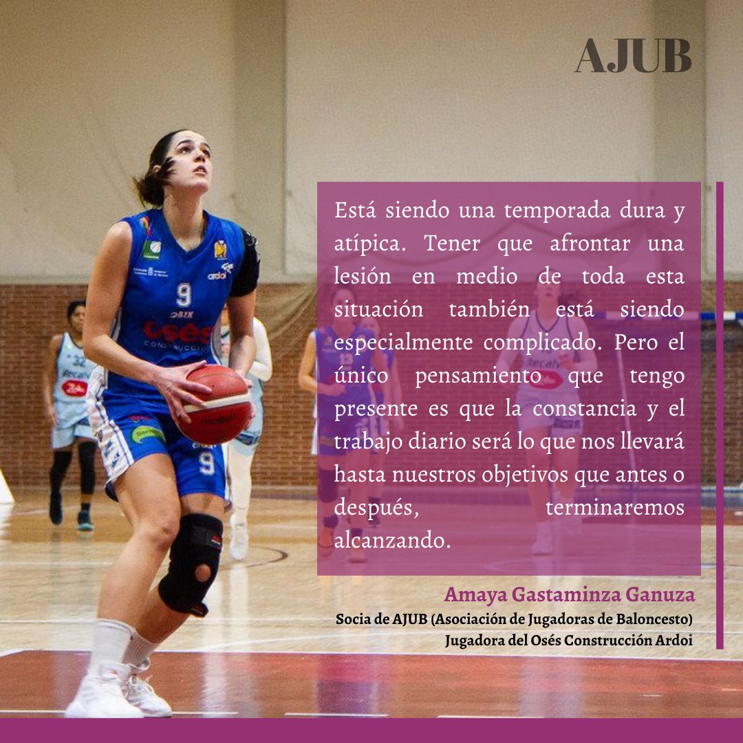 Charlamos con Amaya Gastaminza <a href="/amayagast/">Amaya Gastaminza</a> en 🗣al Habla con AJUB sobre esta difícil temporada y cómo ha cambiado su rutina deportiva

“Superar una lesión en esta situación está siendo complicado”
  
“La constancia y el trabajo será lo que nos lleve hasta nuestros objetivos”

🏀💜