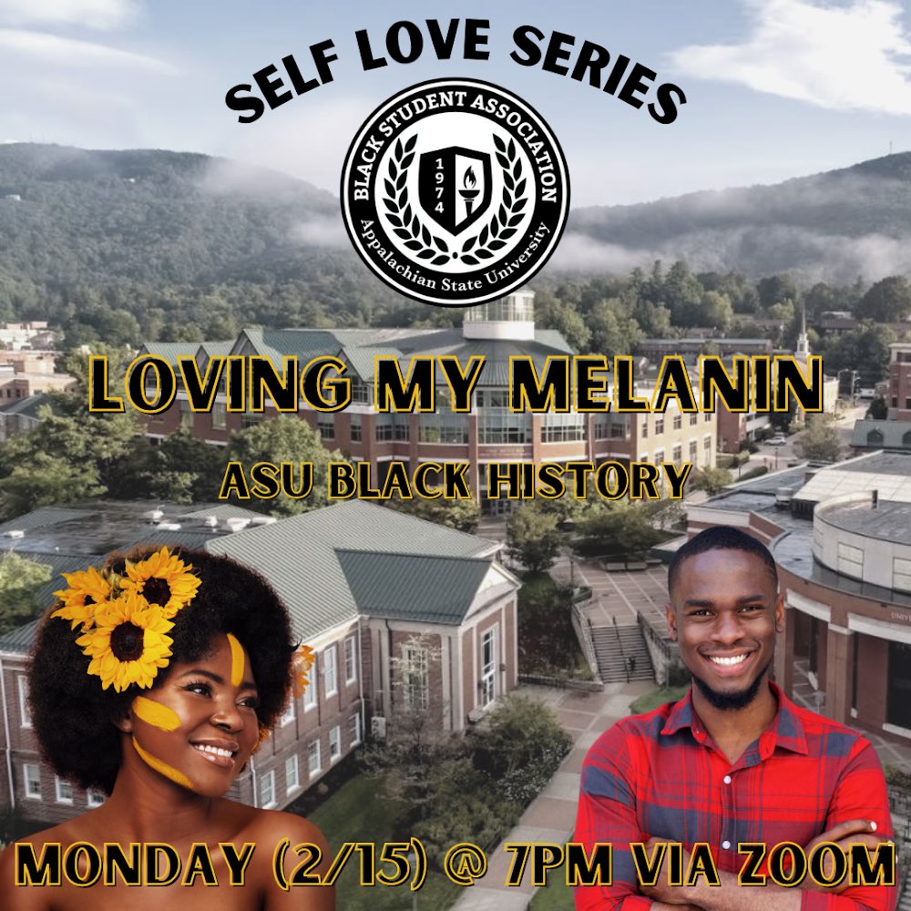 appstate_bsa's tweet photo. ￼ Happy Wednesday BSA Members! ￼

Moving forward with our Self Love Series, our next meeting will be Loving My Melanin. This meeting will be a presentation on Black History at App State and more! Join us Monday (2/15) at 7pm using our Monday Meeting Zoom Link in our bio 🖤 https://t.co/JueCBpubgS