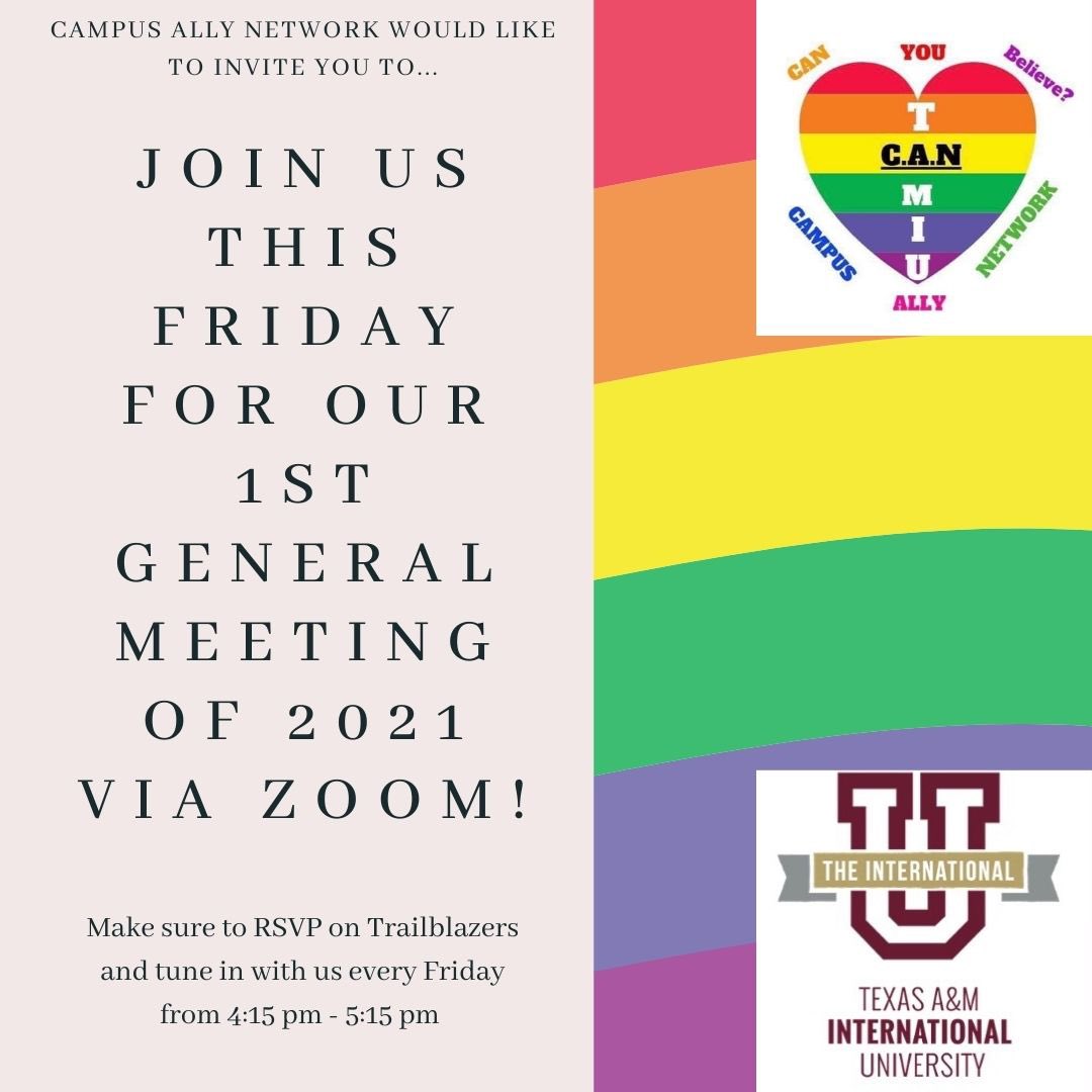 TamiuCan's tweet photo. Good afternoon dust devils! This Friday we are starting our general meetings once again &amp; we hope to see you all there! Make sure to RSVP on Trailblazers &amp; remember that is where you will find the Zoom link. See you Friday at 4:15pm !! ❤️🧡💛💚💙💜🏳️‍🌈🏳️‍⚧️ https://t.co/S2us5DbiFS