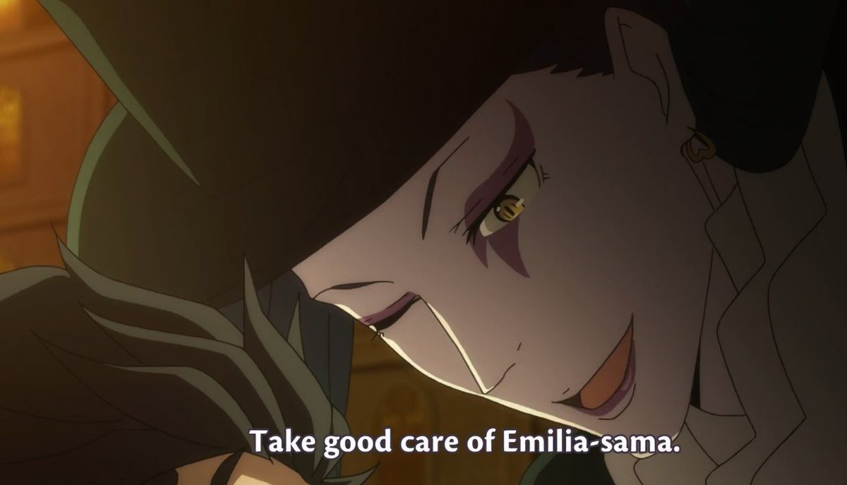 Lastly, back to the episode, we see Subaru laugh off his previous, toxic entitled protagonist mindset with a joke, which was very refreshing! And Roswaal doesn't seem pleased at all, having tried to enable that behavior in order to manipulate him in S1-2. https://twitter.com/Jaereku/status/1359538713747931137