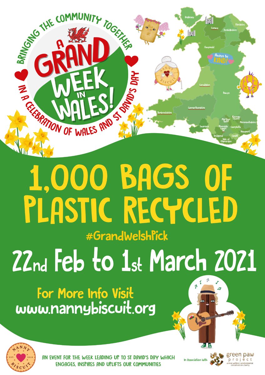 GreenPawProject's tweet photo. 🌳🌲A Grand Week in Wales 🌳🌲
An event for the week leading up to St David’s Day which engages, inspires and uplifts our communities, starting on 22nd February. 

#grandwelshdig #grandwelshpick #greenpawproject #plasticfree #plasticpollution #plasticfreeoceans #plasticcleanup https://t.co/U46EE2nFna