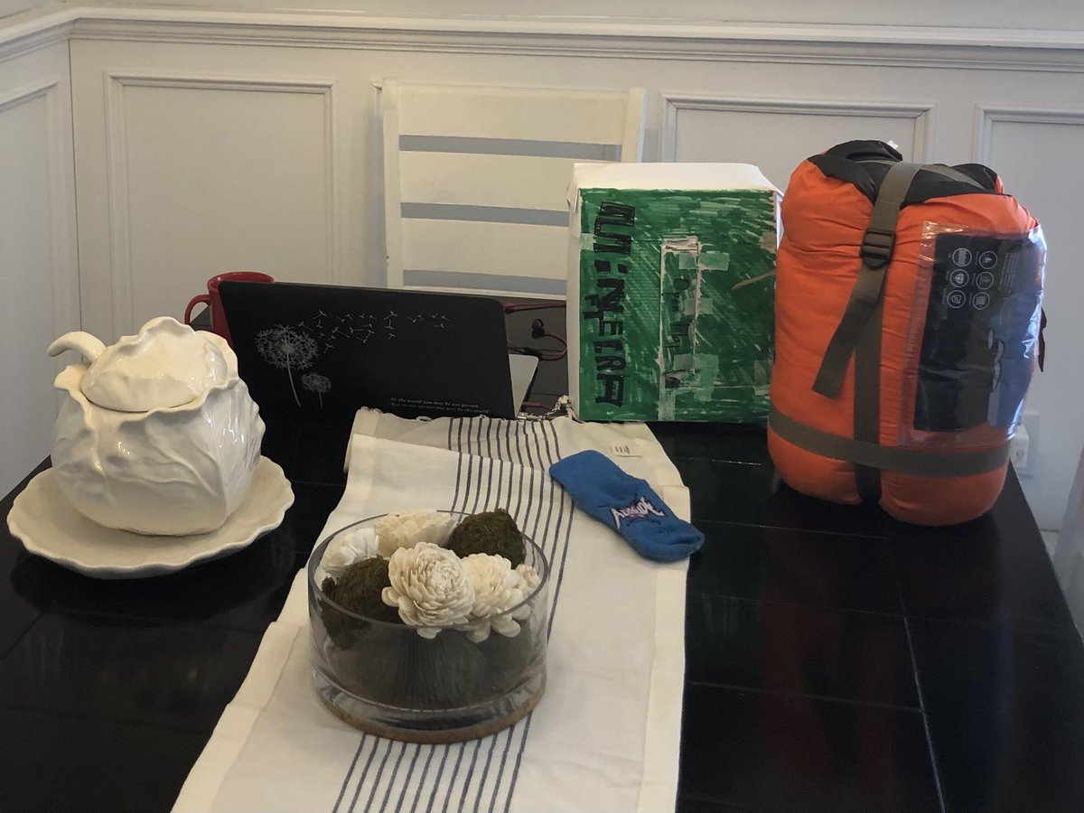 What do a dirty blue sock, an orange sleeping bag, a crafted green box, and a soup tureen all have in common? Just a great morning with the  SD Science Leader Network, of course! Thanks @cjcochrane21, <a href="/sdngss/">John Spiegel</a>, <a href="/twnklstrr/">SDHowe</a> &amp; <a href="/MarkLantsberger/">CSinSD</a>!