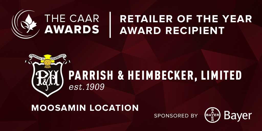 CdnAgRetail's tweet photo. Congratulations to @ParrishHeimbeck Moosamin location, the recipient of the 2020 Retailer of the Year Award, sponsored by @Bayer4CropsCA.
Hosted at #CAARcon, this award recognizes a CAAR member location that went above and beyond to serve its customers. #CdnAg https://t.co/QRjRtoS1EL