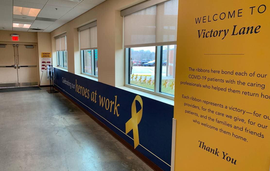 wakehealthHM's tweet photo. “Victory Lane” at Davie Medical Center!
Each ribbon represents a patient and the caring team members who helped that patient return home. As of Monday, February 1, there have been 32 such patients.
#COVID19
#dmcstrong
#WakeHospitalMedicine https://t.co/DMf6uNz3lD