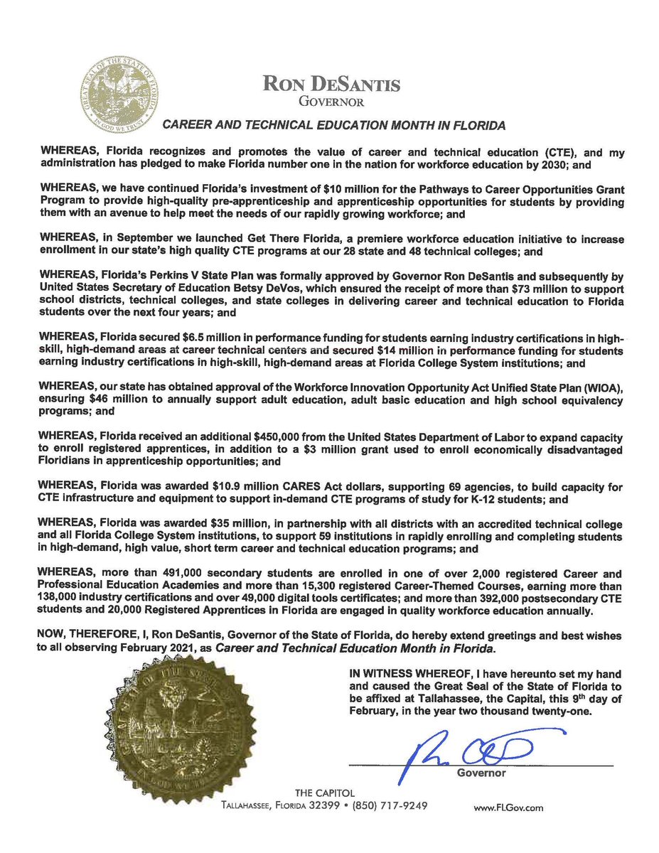 CareerSource FV (@careersourcefv) on Twitter photo Kmbarnette16: <a href="/GovRonDeSantis/">Ron DeSantis</a> reaffirms Florida’s commitment to Career and Technical Education with this proclamation for #CTEMonth! <a href="/FlaglerSchools/">FlaglerSchools</a>
<a href="/FlaglerCTE/">Flagler Schools CTE</a>
<a href="/FlaglerSoup/">Supt. LaShakia Moore</a>
<a href="/CareerSourceFV/">CareerSource FV</a>
<a href="/FlaglerTeaching/">Flagler Teaching & Learning</a> Kmbarnette16: <a href="/GovRonDeSantis/">Ron DeSantis</a> reaffirms Florida’s commitment to Career and Technical Education with this proclamation for #CTEMonth! <a href="/FlaglerSchools/">FlaglerSchools</a>
<a href="/FlaglerCTE/">Flagler Schools CTE</a>
<a href="/FlaglerSoup/">Supt. LaShakia Moore</a>
<a href="/CareerSourceFV/">CareerSource FV</a>
<a href="/FlaglerTeaching/">Flagler Teaching & Learning</a>