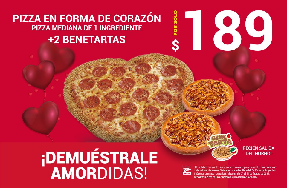 benedettismx's tweet photo. ¡Tenemos el mejor regalo🍕para este día de San Valentín! Ordena desde nuestra APP📱 y sorprende a esa persona que tanto 😍quieres. #benedettispizza #amordidas #pizzasegura https://t.co/C1KAHnJsia