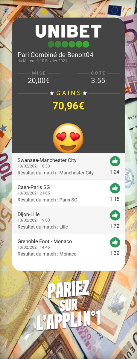 benoit62690's tweet image. Merci @UnibetFrance ça fait plaisir ! 😍🙄🤑🤑🤑