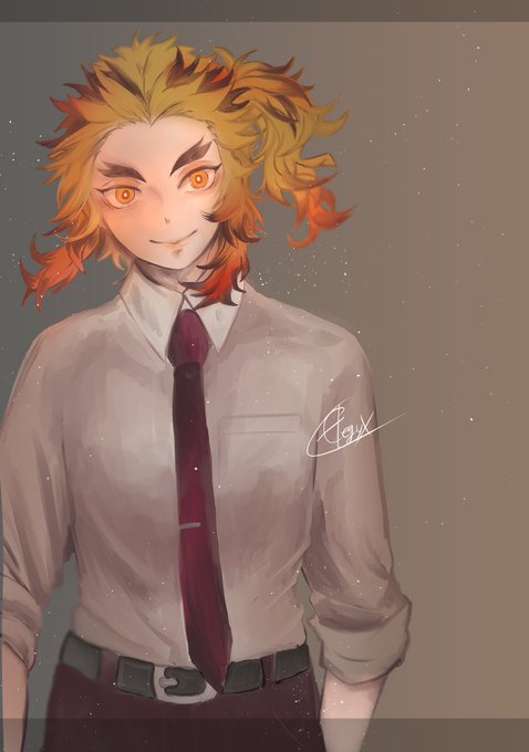 お茶さんがTwitterに投稿した煉獄杏寿郎(鬼滅の刃)のイラスト。