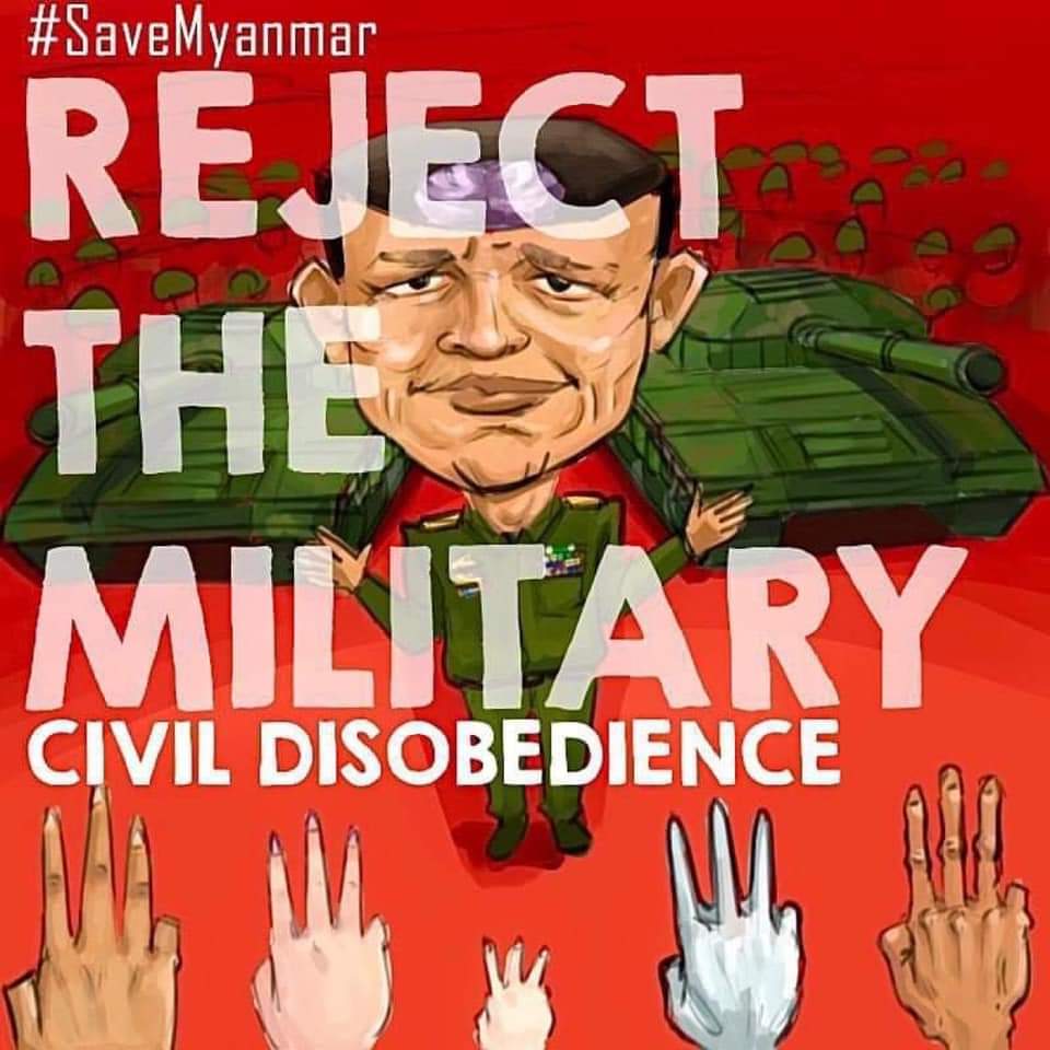 SweAung19's tweet photo. #Support_Civil_Disobedience
#Civil_Disobedience_Movement
#save_Myanmar
#HearTheVoiceOfMyanmar
#MyanmarMilitaryCoup
#StopMilitaryCoup https://t.co/7x4cn0Co5N