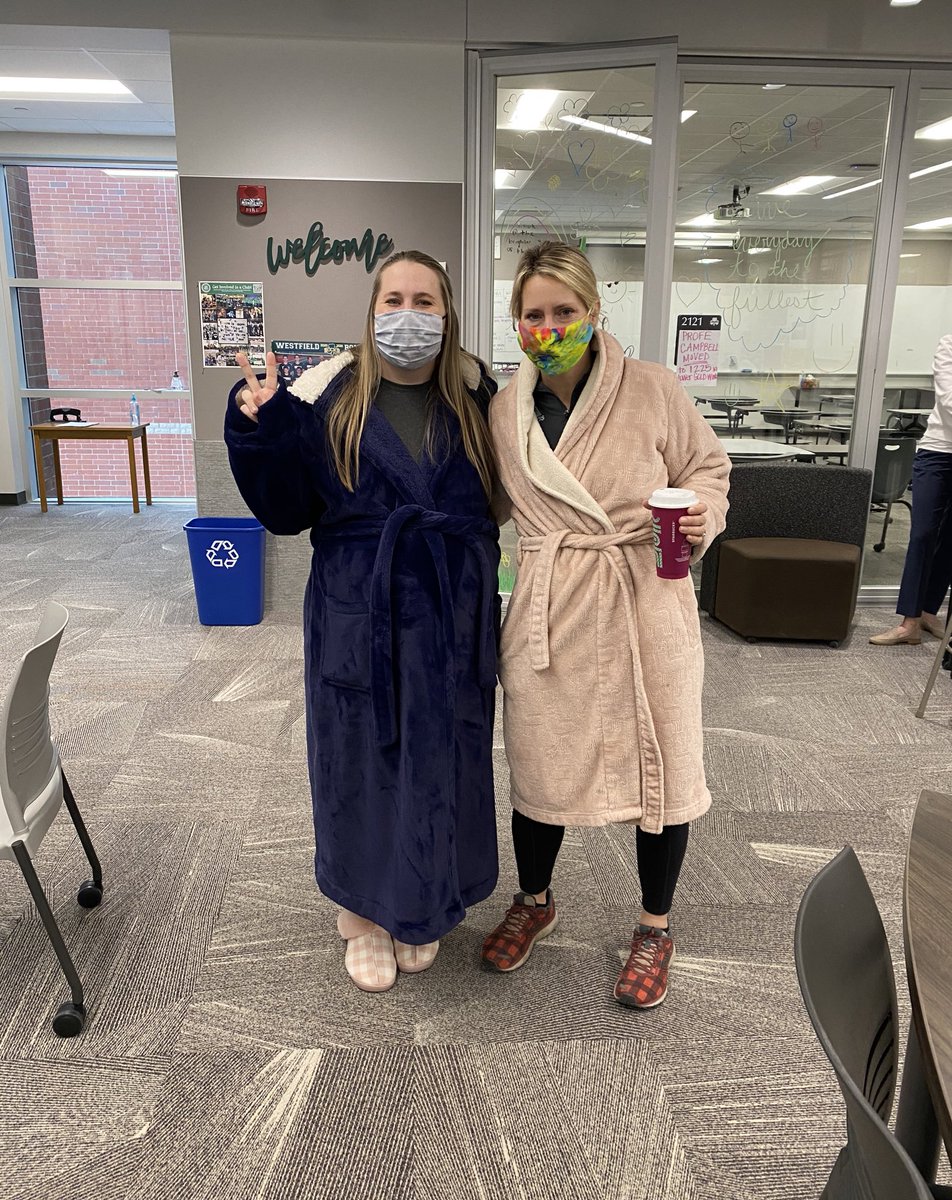 Myself and <a href="/goody_wheeler/">goody_wheeler</a> are huge fans of pajama day!!! 💙🤪 you can’t even tell that I’m 36 weeks pregnant under this bad boy 😂 #WinterHoco <a href="/WWSWHS/">Westfield High</a>