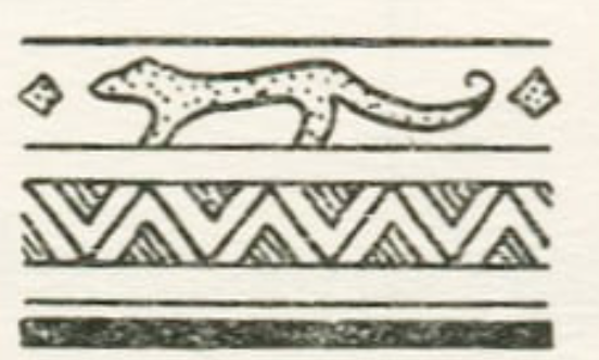 Thread: Asian Leopard. The real thing, and depicted on Neolithic pottery found in Iran, standing over the zig zag design depicting flowing water...