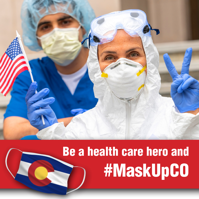 CoCHCs's tweet photo. Vaccines are being distributed to vulnerable Coloradans, but the fight against COVID-19 isn't over. Remember to wear a tightly fitting mask or two masks at the same time for increased effectiveness. We're in this together. #MaskUpCO #DoingMyPartColorado #ValueCHCs https://t.co/fD83v8JIJY