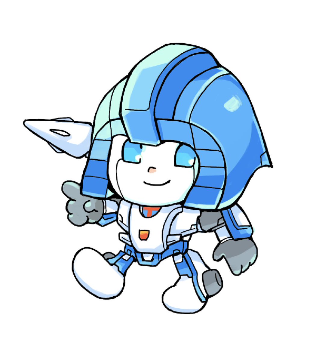 robot solo blue eyes mecha chibi smile white background  illustration images