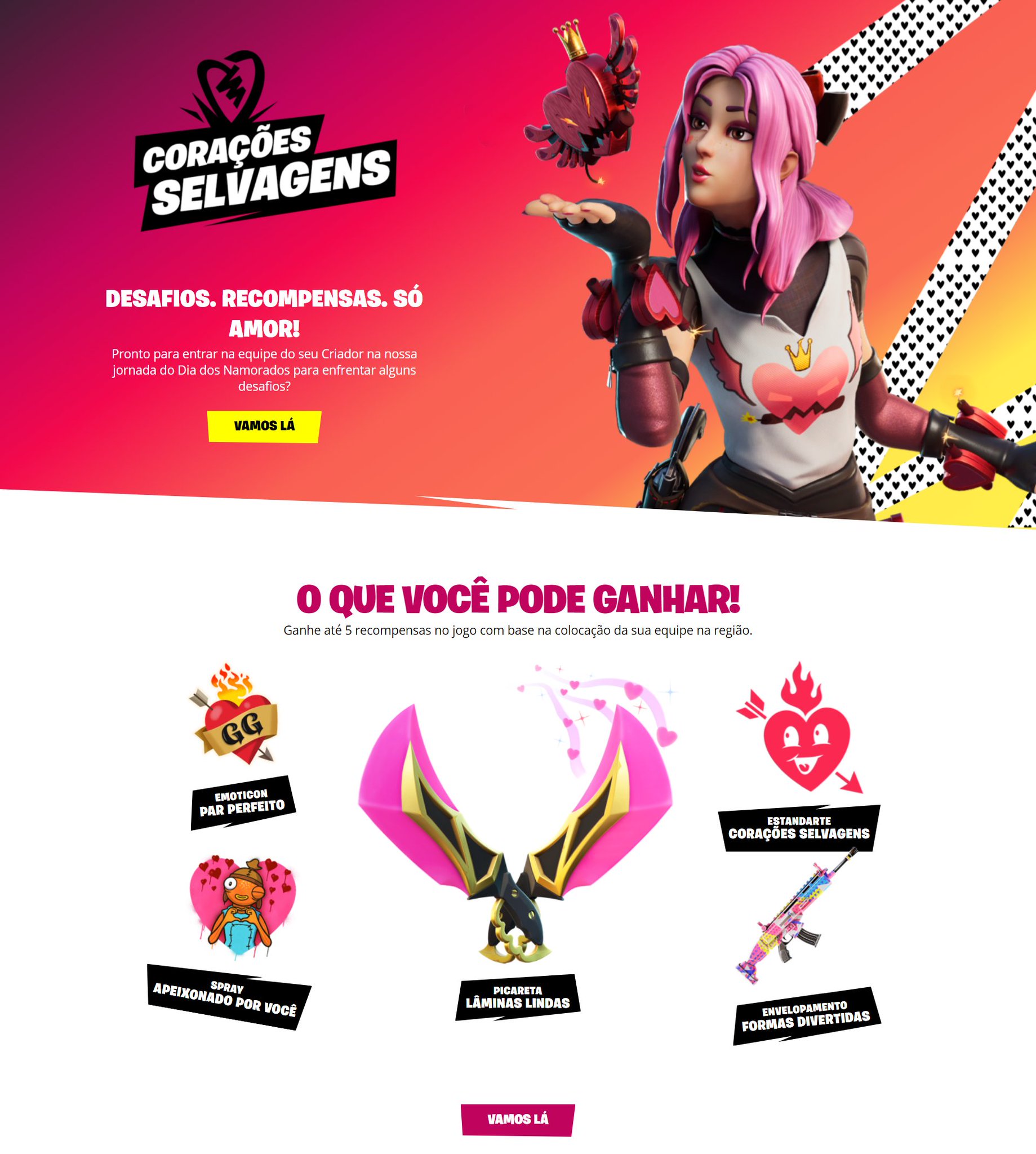 Corações Selvagens: Muito Amor no Fortnite no Dia dos Namorados