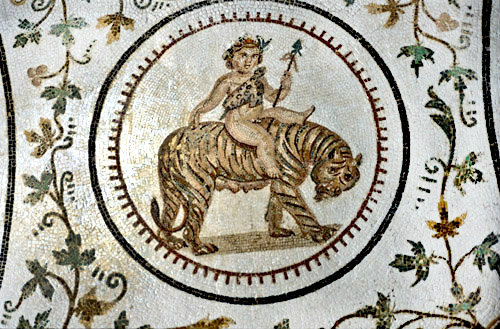 Another animal which Dionysus uses as his mount (in later depictions) is Tiger. Another animal symbol for winter, because it too mates during the winter... http://oldeuropeanculture.blogspot.com/2020/06/leopard.html