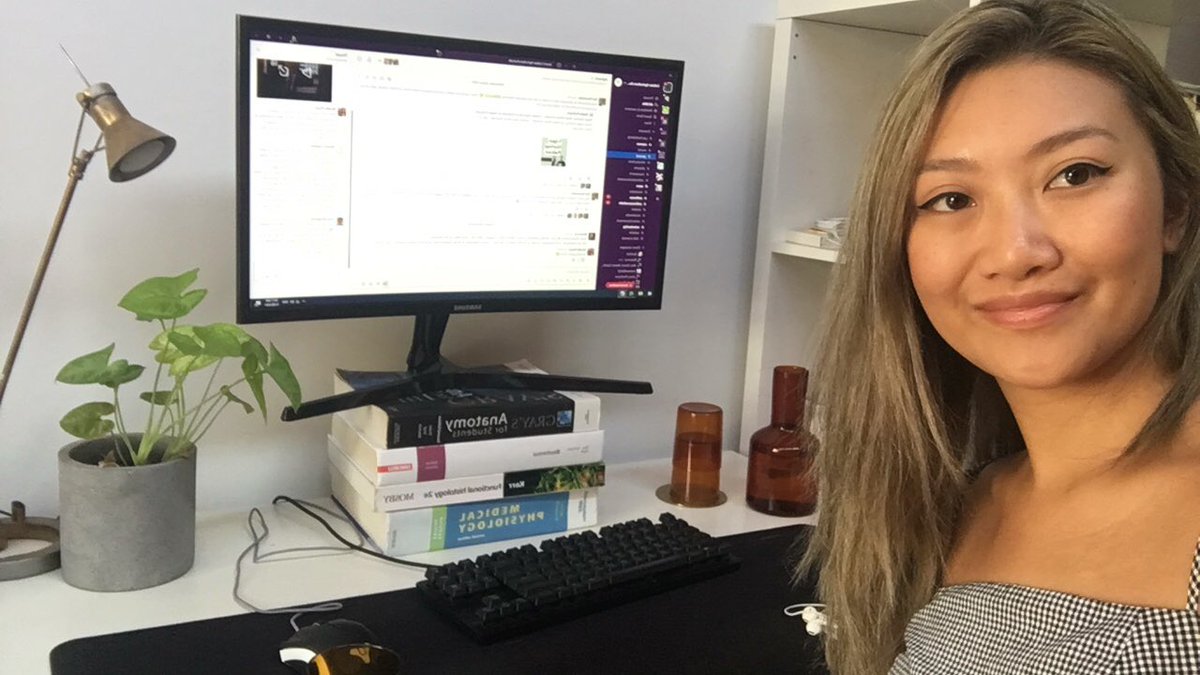 1. This is where the magic happens! (Excuse my high tech monitor stand ). My team at  @CellAgAustralia uses  @SlackHQ every day to work together on different projects. First task today is writing a grant application for an event we’re running with  @unimelb for  @Aus_ScienceWeek!