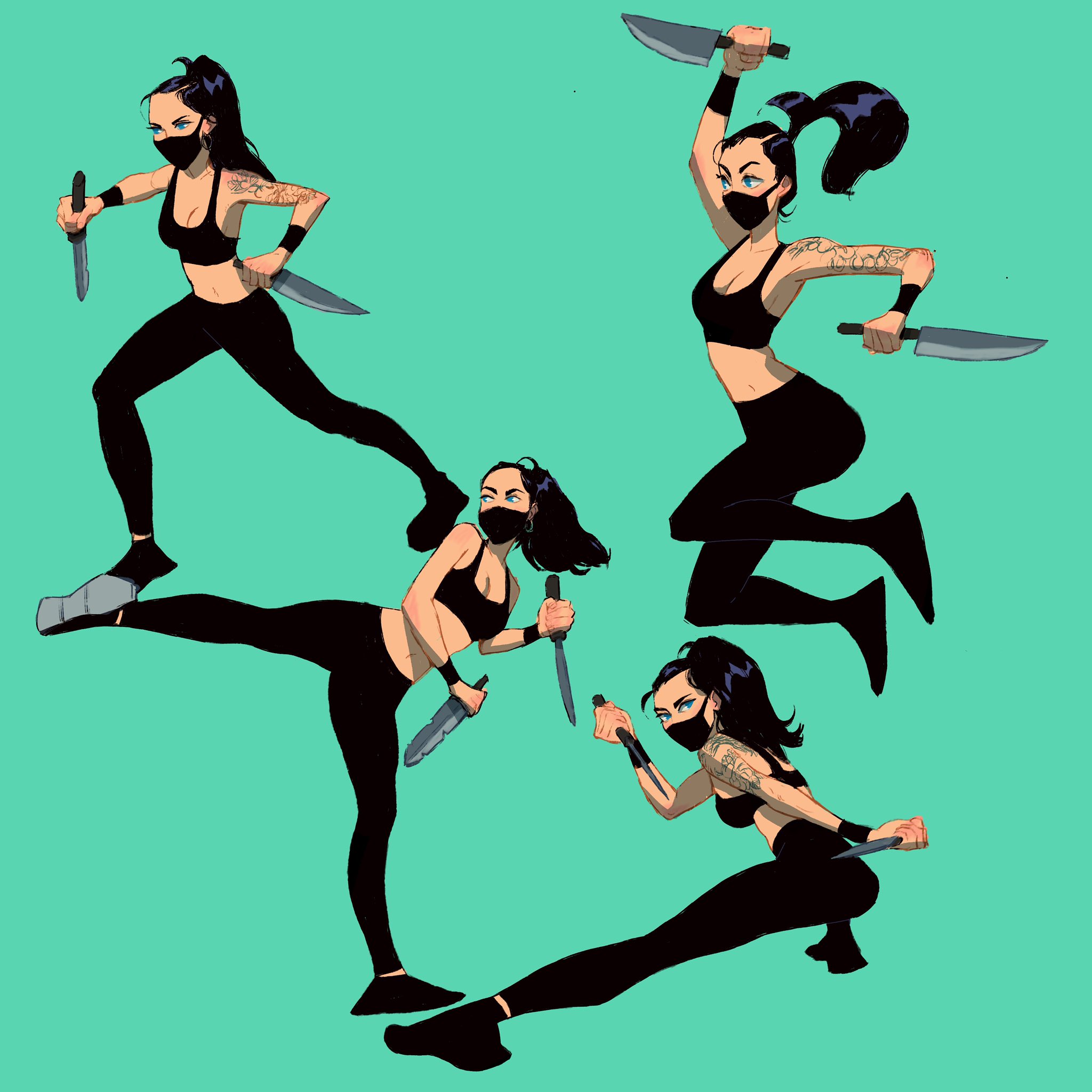 Kofi Ofosu on X: "Wanted to study some cool poses so I used awesome  references from @JennRavenna Jenn is such a badass and a multi talented  creative. Go check her work out. #