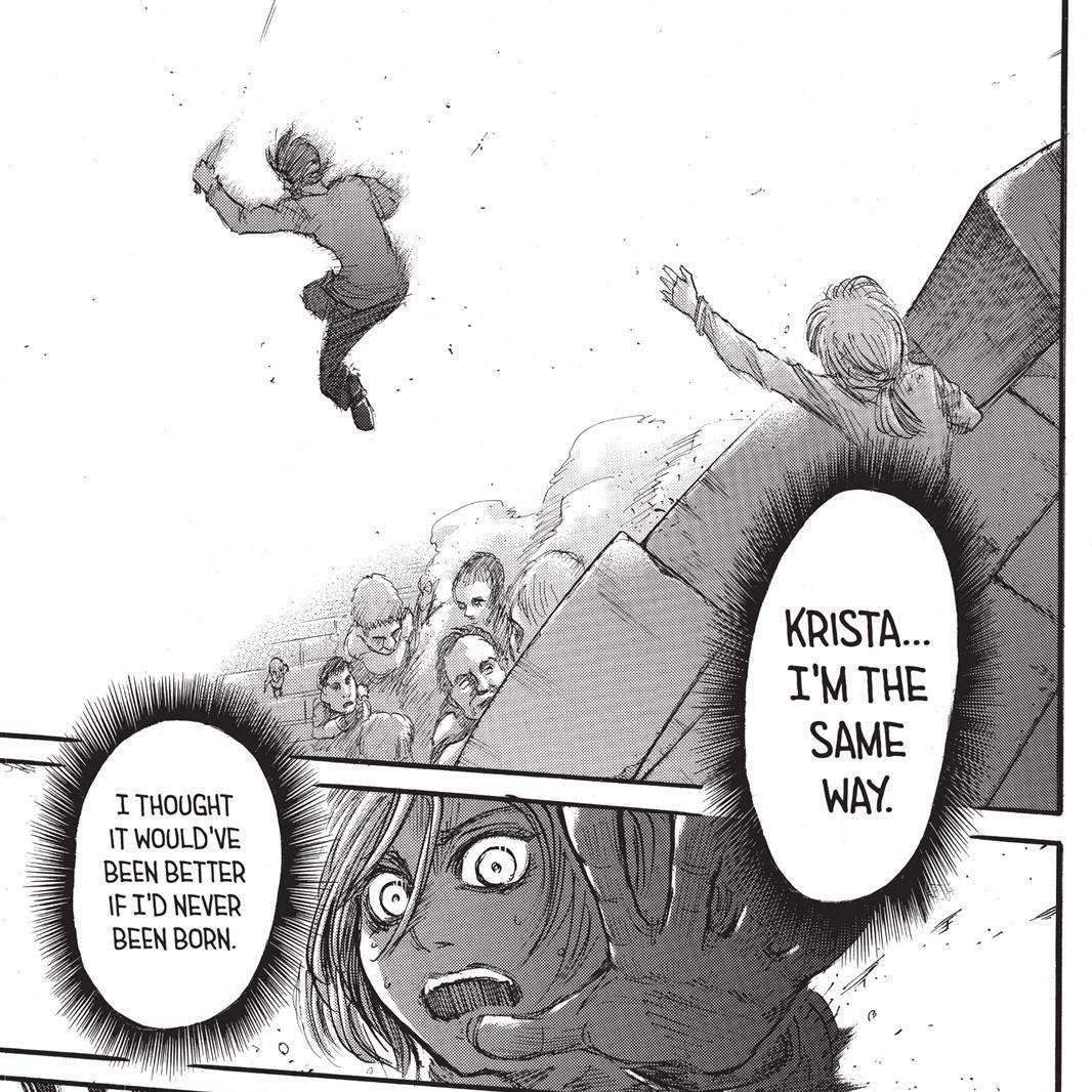 Back to the first tweet, I guess the tree leaf hold by both Ymir and Armin could be a hint towards the same topic: life may have happened by chance, yet existence isn't some mistake nor a meaningless thing. Being able to live and actually living is some sort of miracle in itself.