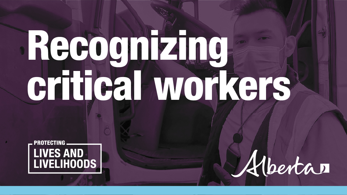 Approximately 380,000 Alberta public &amp; private sector workers who continue to provide critical services during #COVID19AB will receive a one-time $1,200 cash payment in recognition of their hard work &amp; sacrifice.

For info on eligibility &amp; how to apply: alberta.ca/critical-worke…