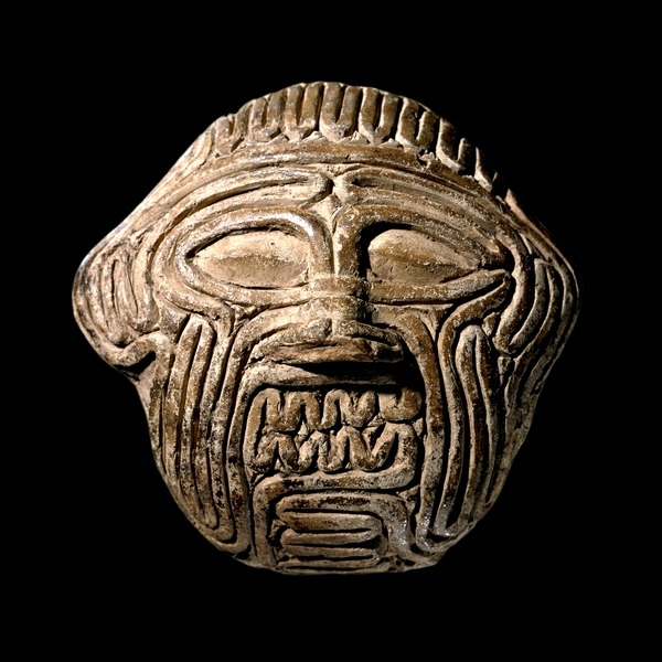 And: "His face is that of a lion. When he looks at someone, it is the look of death. Humbaba's roar is a flood, his mouth is death and his breath is fire! He can hear a hundred leagues away any [rustling?] in his forest! Who would go down into his forest!"  http://oldeuropeanculture.blogspot.com/2020/12/humbaba.html