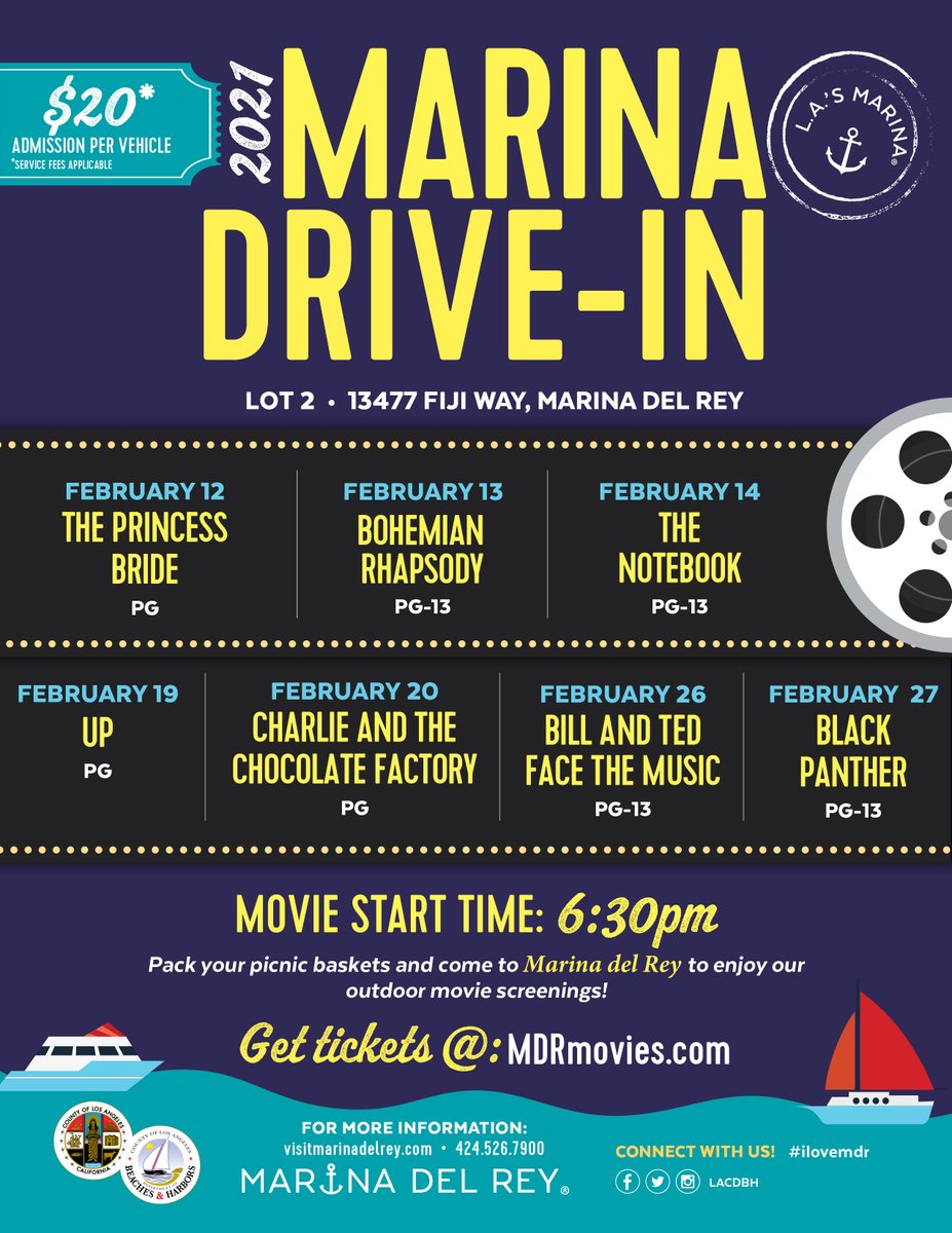 🎦 Make plans for the three-day weekend at the Marina Drive-In pop-up cinema featuring the Princess Bride on 2/12. Show time at 6:30 p.m. Must pay in advance. Tickets are $20 per vehicle (plus service fee). 

See February's movie line-up &amp; buy tickets at MDRmovies.com.