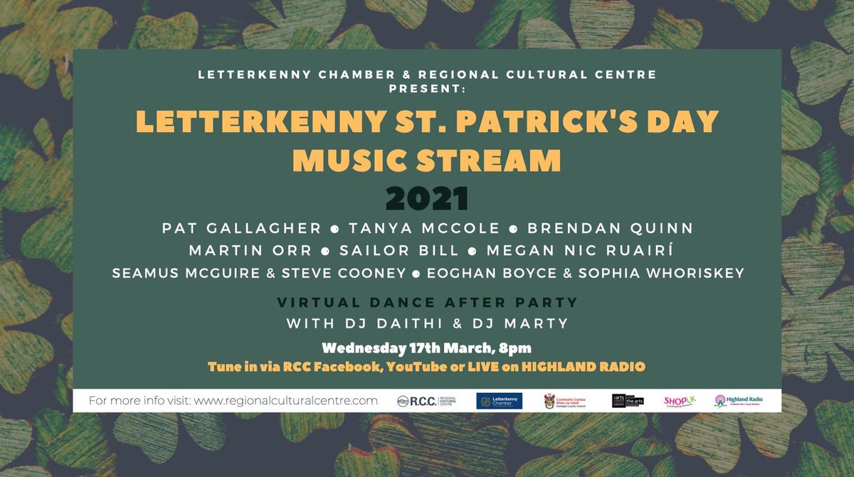 Appearing at #letterkenny <a href="/CulturalCentre/">Regional Cultural Centre, Letterkenny</a> #StPatricksDay #music concert  <a href="/GoatsDontShave1/">Goats Dont Shave</a> <a href="/TanyaMcCole/">Tanya McCole</a> #BrendanQuinn #MartinOrr <a href="/megannicruairi/">Megan Nic Ruairí.</a> <a href="/Themusicianjoe/">Joe gibson</a> #SteveCooney #SeamusMcGuire &amp; lots lots more surprise