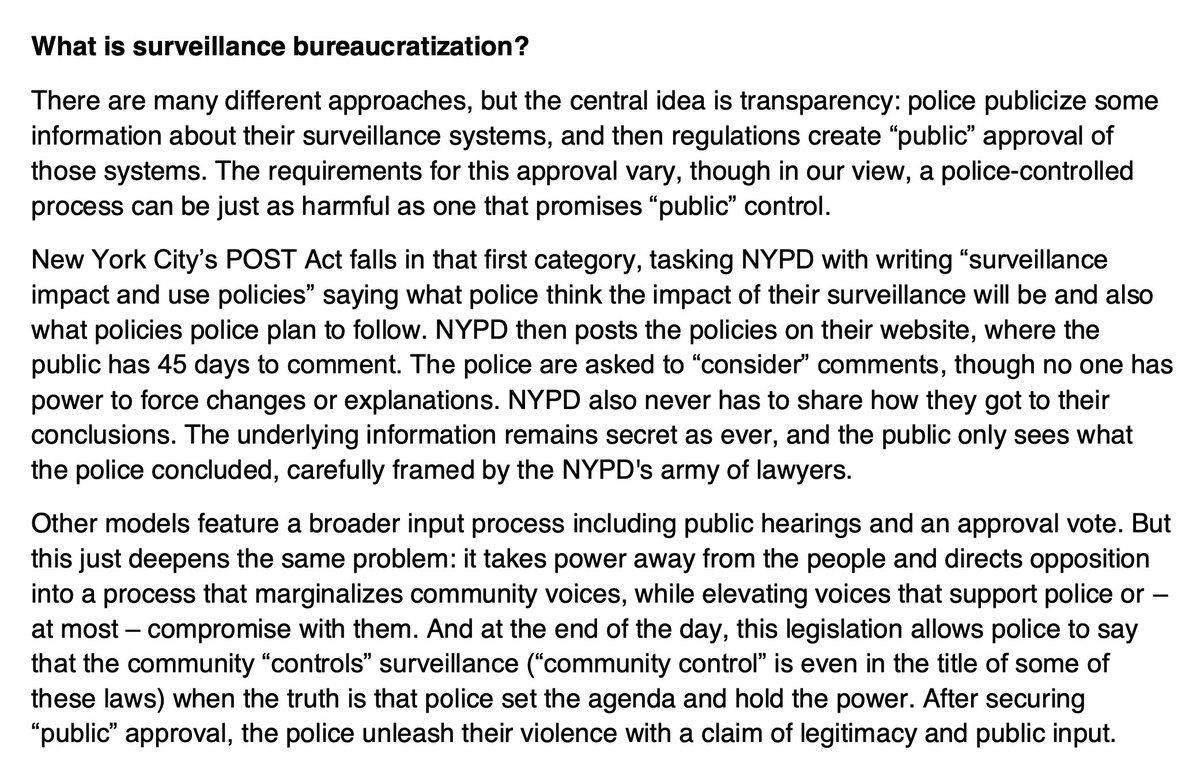 We predicted the exact problem this NEW CCOPS report grapples with, but we named it as a reason to fundamentally reject this approach: police will use these laws to frame surveillance on their terms and then claim public approval of their violence  https://twitter.com/sh4keer/status/1273846677472858112