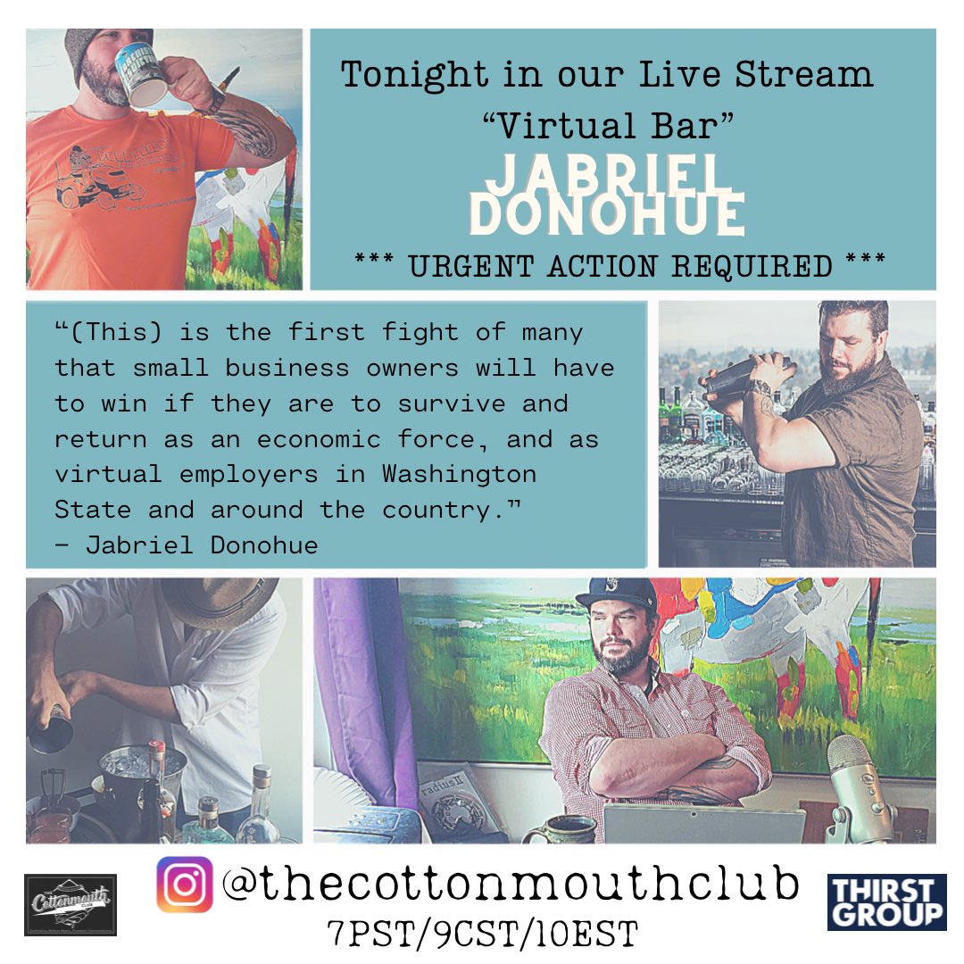 Michael J. Neff (@coyotesallover) on Twitter photo There are a ton of fights to win, but the first is happening now. If you care about bars, as businesses & institutions, tune in tonight to see how you can help.
IG Live @thecottonmouthclub
9pm CST/10pm EST/7pm PST
Cc: <a href="/glassplayground/">Jabriel Donohue</a> There are a ton of fights to win, but the first is happening now. If you care about bars, as businesses & institutions, tune in tonight to see how you can help.
IG Live @thecottonmouthclub
9pm CST/10pm EST/7pm PST
Cc: <a href="/glassplayground/">Jabriel Donohue</a>