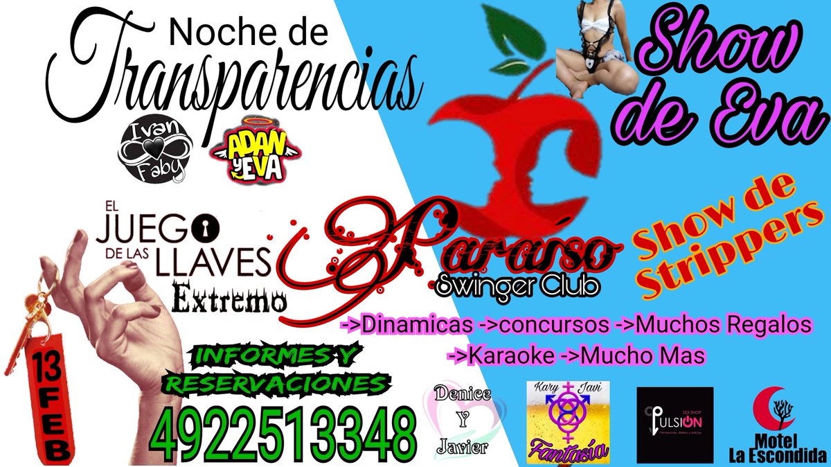 ParaisoSwZac's tweet photo. Festejemos los cumpleañeros del Mes.
#ParaisoVIP #SwingerClub
#NocheDeTransparencias
#JuegoDeLasLlavesExtremoSW
Informes y reservaciones unicamente por whatsapp. Al 4922513348.
#AdanYEvaSw
#IvanYFabySw https://t.co/g1eN5dJZcR