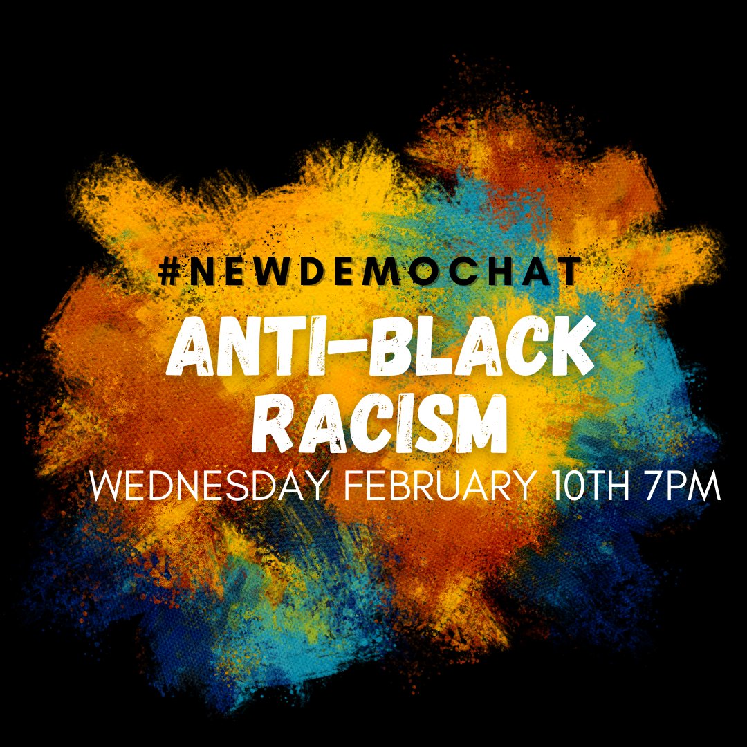 NewDemoChat's tweet image. Welcome to a discussion on Anti-Black Racism.

We have two guest hosts with us tonight: Heather Douglas @Rizzo0 and @shailenepanylo 

Nothing but respect on these threads please. There is a lot for allies to unpack here.

Don't forget the #NewDemoChat in your responses.