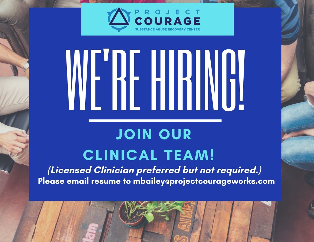 CourageWorks's tweet image. We have a GREAT TEAM but someone is missing... YOU! We are hiring Clinical Staff!  @CourageWorks Send your resume to mbailey@projectcourageworks.com 
For more details and to view the full job post click here indeed.com/jobs?q=project…