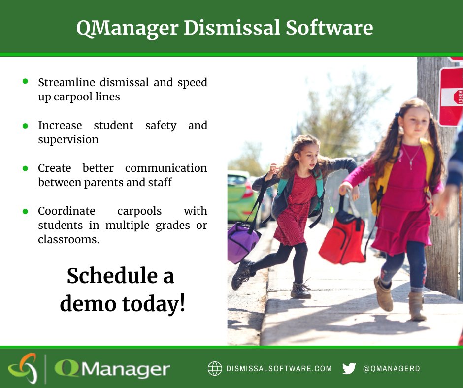 QManagerK12's tweet photo. Recently updated to version 9.2, our school dismissal software makes the carpool line quicker, easier, and safer for everyone. Contact us to schedule a demo today. https://t.co/Mnvf0ZydjY