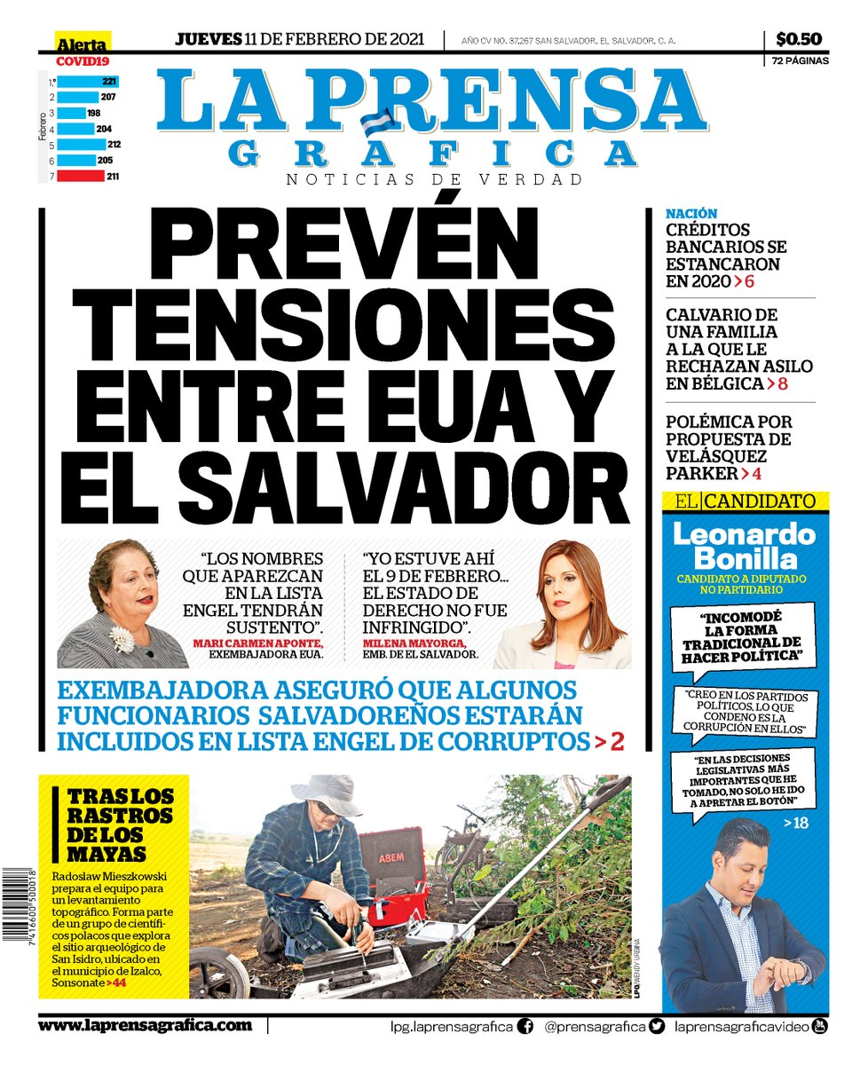 prensagrafica's tweet photo. Lista de corruptos en Centroamérica causará "tensión y fricciones" entre el gobierno de El Salvador y EUA: dice exembajadora Mari Carmen Aponte
#PortadaLPG #Portada #JuntosSaldremosAdelanteElSalvador https://t.co/XMnDIK30n5