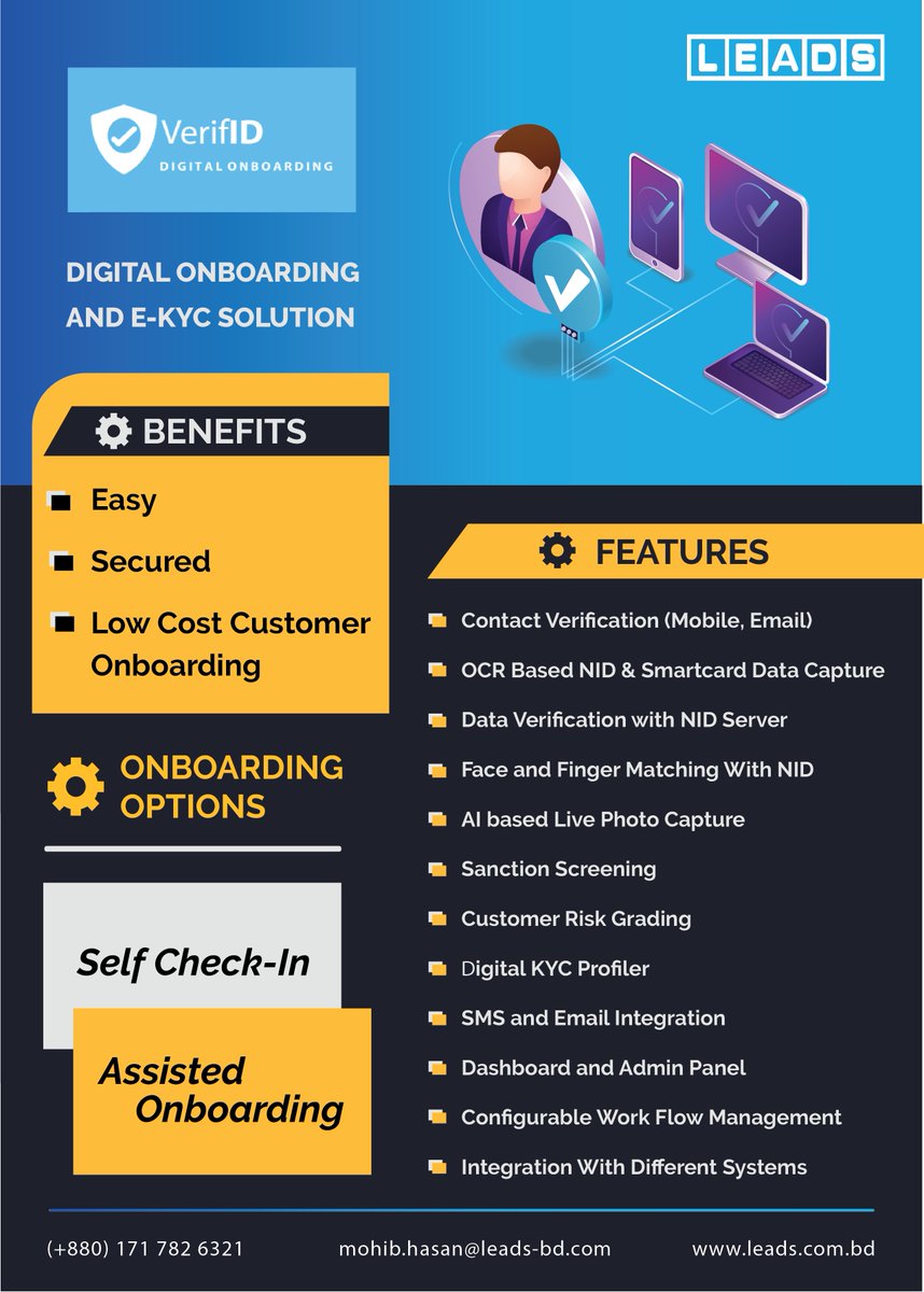 LeadsLimited's tweet image. VerifID: Digital Onboarding and E-KYC Solution
To know more, visit leads.com.bd/banking-soluti…
To schedule A demo, visit leads.com.bd/banking-soluti…
Contact: mohib.hasan@leads-bd.com
(+880) 181 145 6294
#digitalonboarding #ekycsolution #Digital